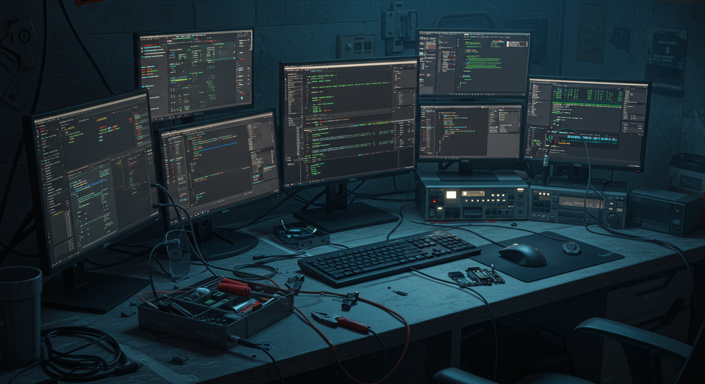 Image of a programmers workspace